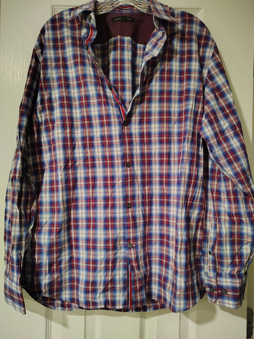 Banana Republic Men's Plaid Button-Down Shirt - Blue & Red